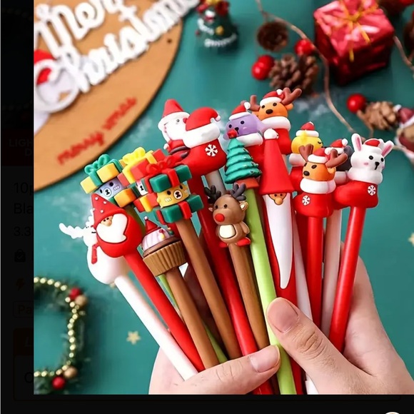 10pcs Christmas Themed Gel Pens, Unique Designs with Black Ink - Picture 2 of 8